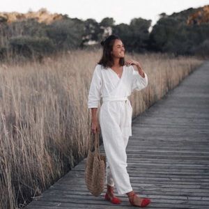 AVY & Co. Linen Jumpsuit (White)